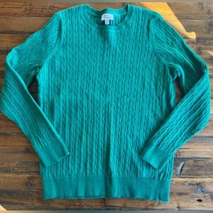 Kelly Green Shimmer Cable Sweater